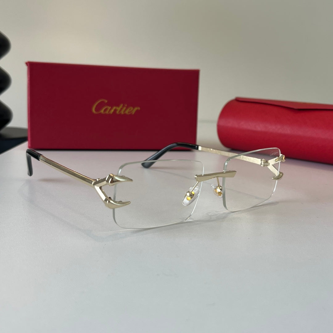 Cartier Lightweight Metal Rimless Silver Lens Sunglasses for Men & Wo - 465860