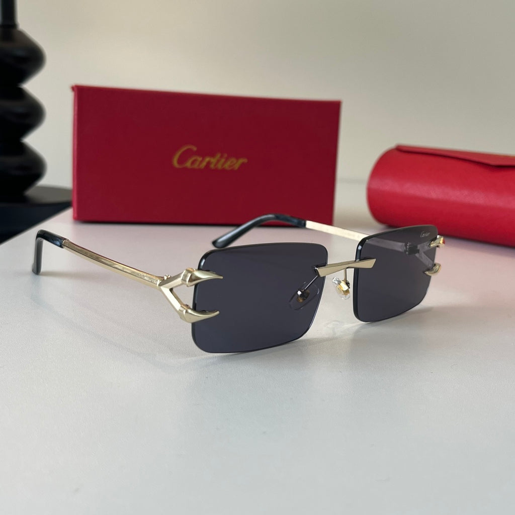 Cartier Lightweight Metal Rimless Silver Lens Sunglasses for Men & Wo - 465862