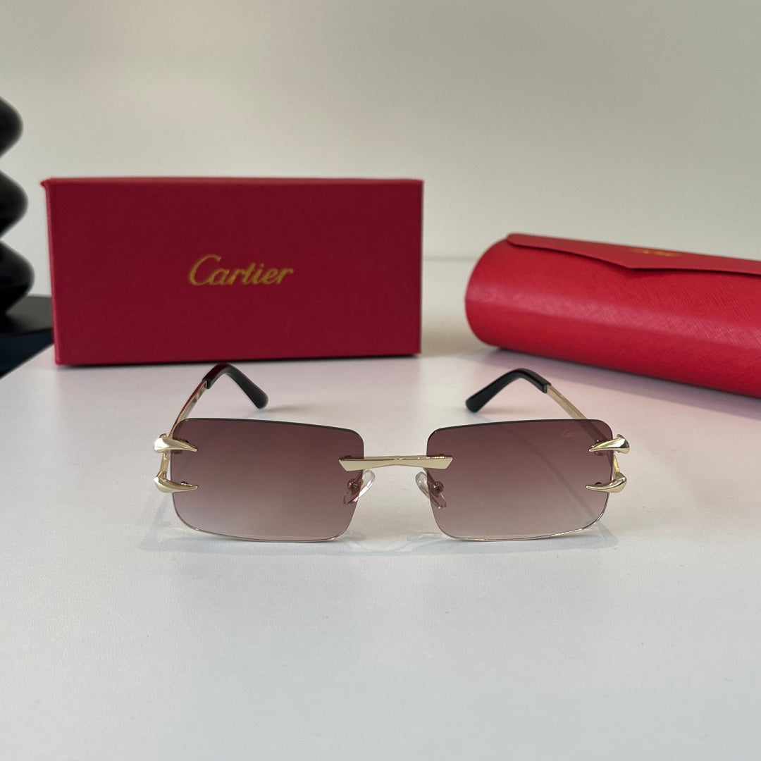 Cartier Lightweight Metal Rimless Red Lens Sunglasses for Men & Women - 465847 - detail image 2