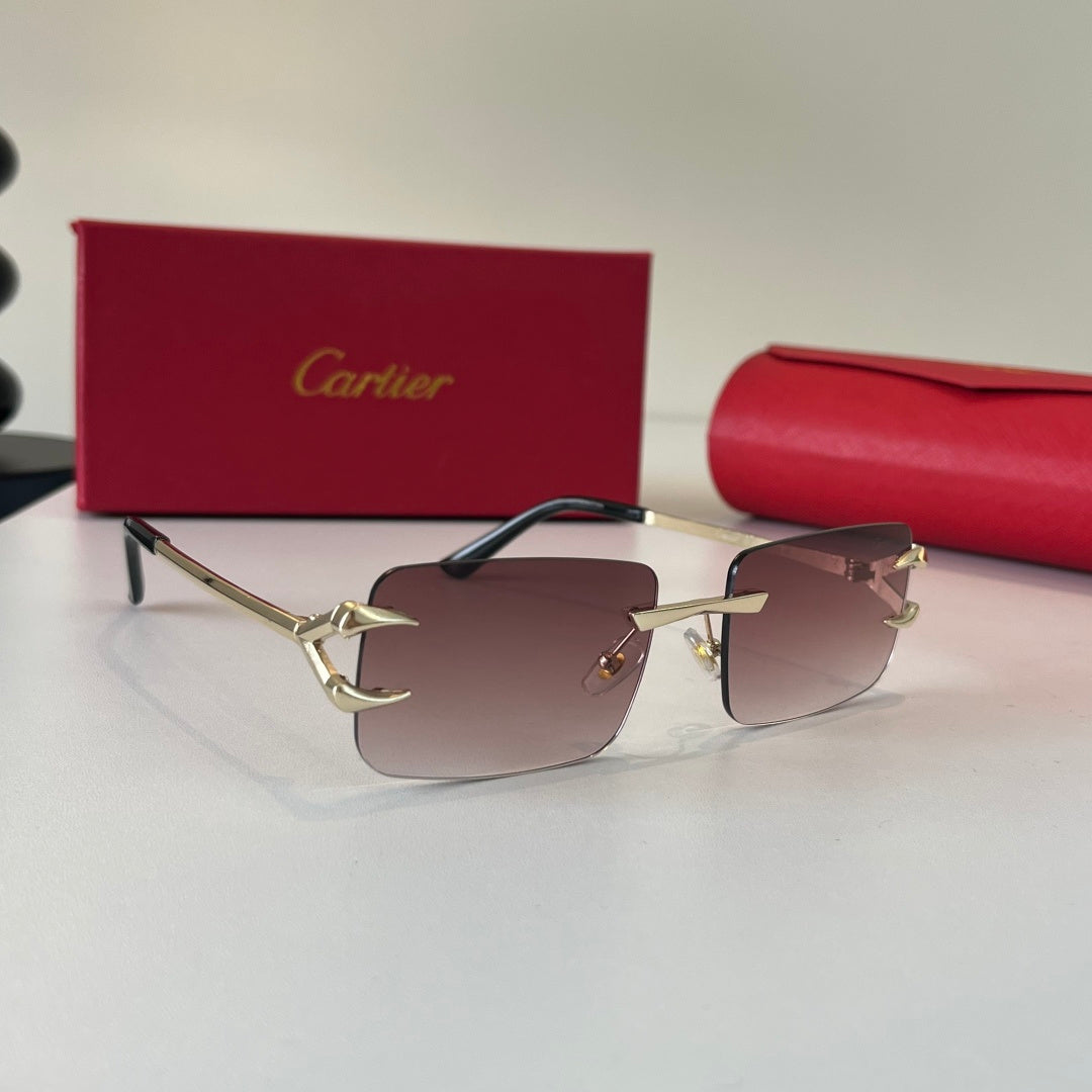 Cartier Lightweight Metal Rimless Red Lens Sunglasses for Men & Women - 465847