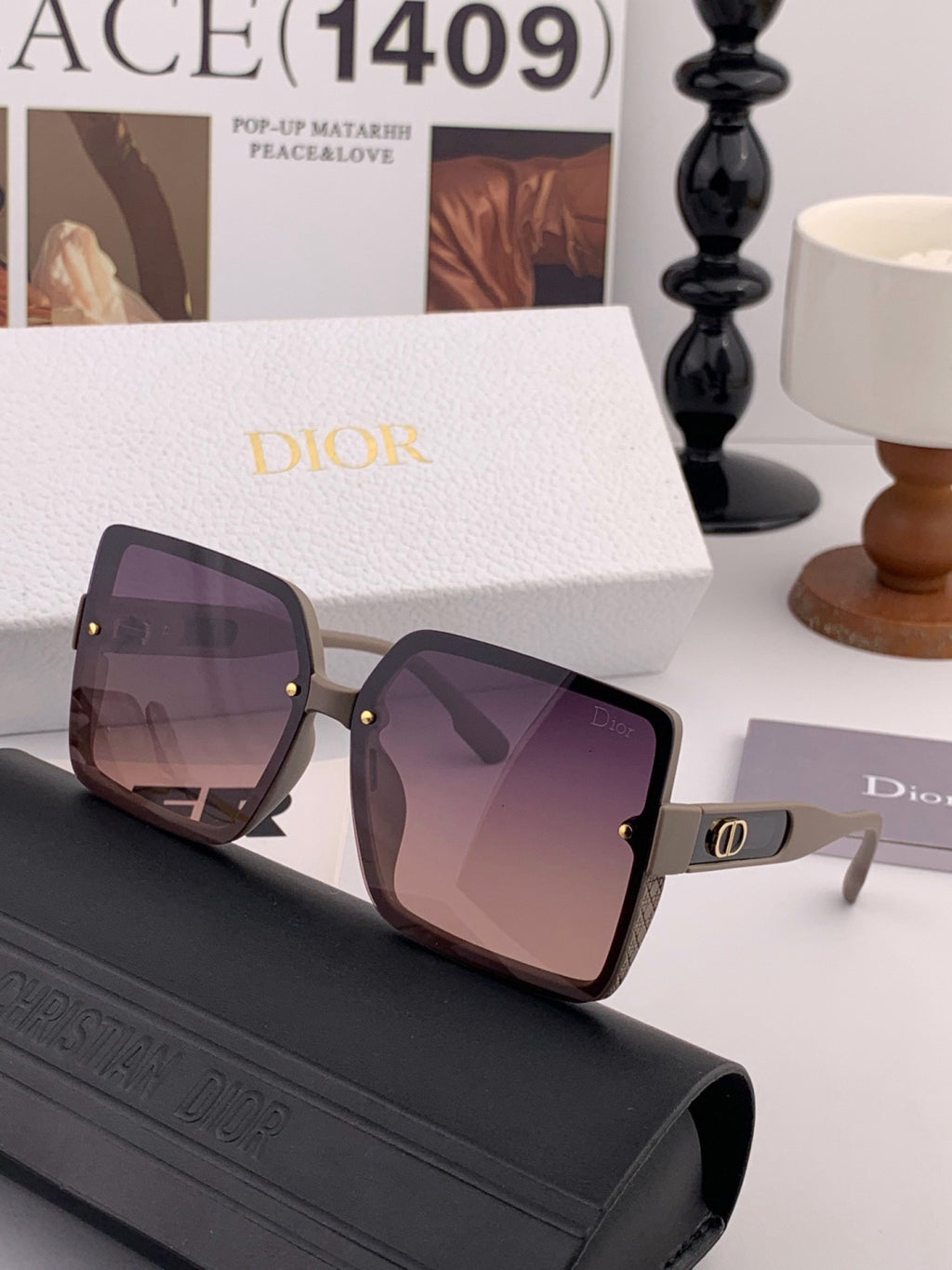 Dior CD2727 Polarized Square Red Lens Sunglasses for Women - 465387 - detail image 3