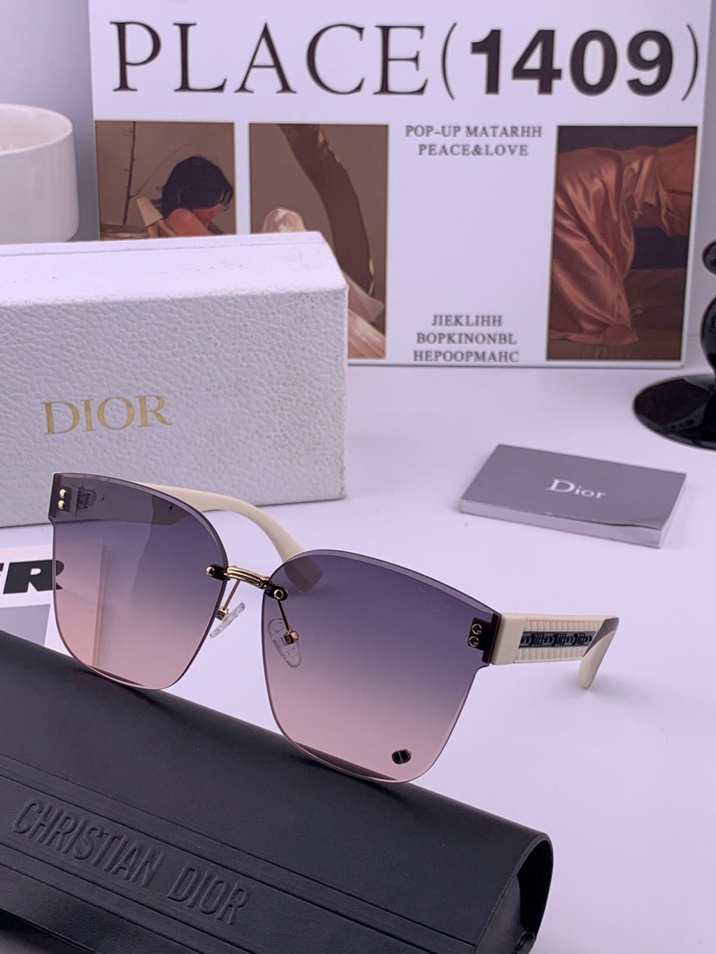 Dior CD9972 Square Pink Lens Sunglasses for Women - detail image 5
