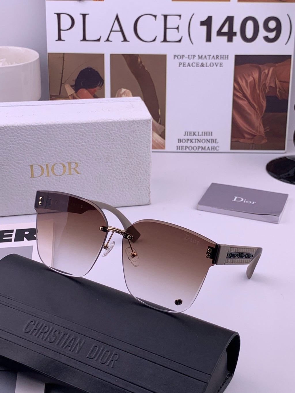Dior CD9972 Square Pink Lens Sunglasses for Women - detail image 3