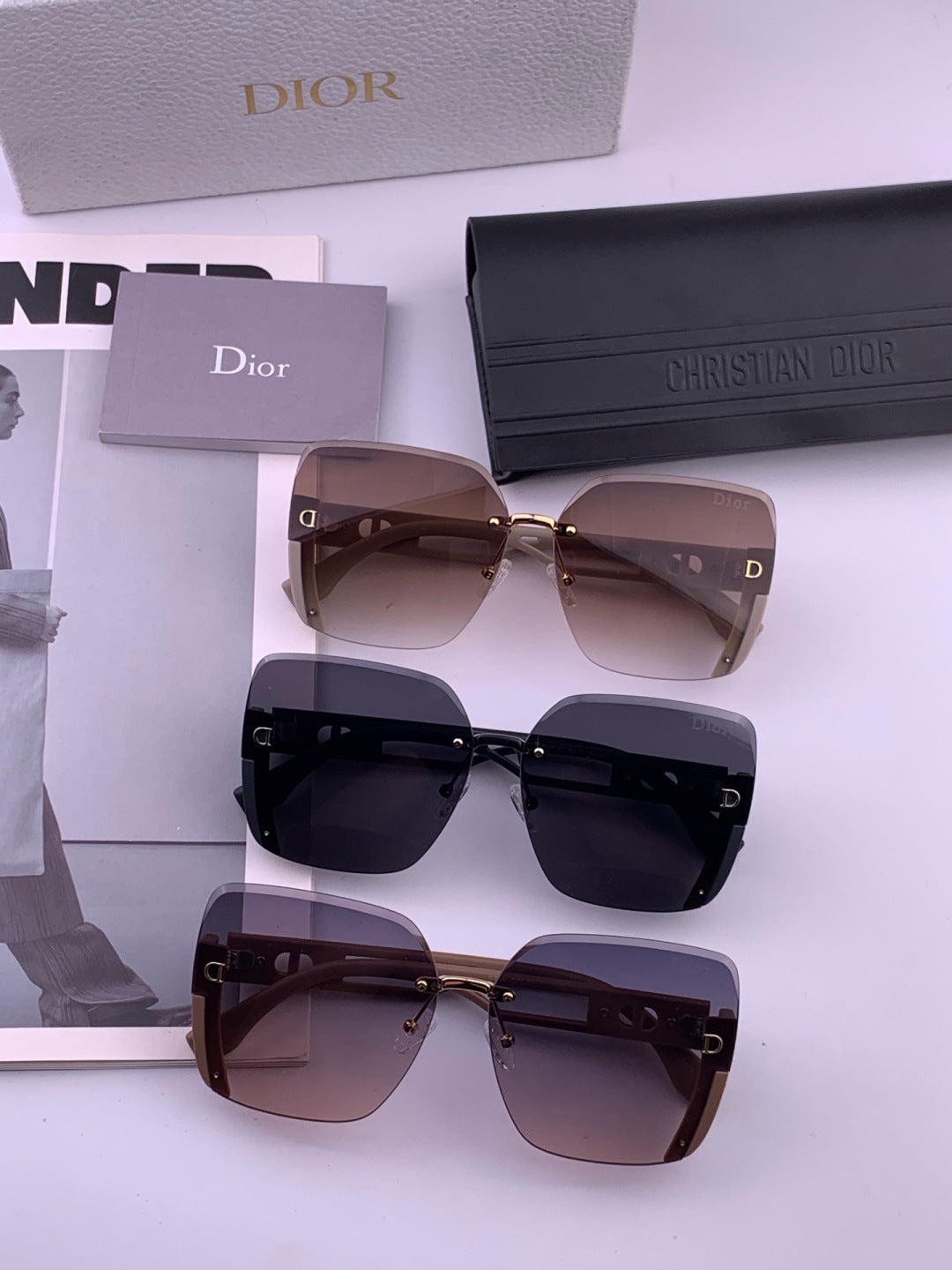 Dior CD6970 Square Gold Lens Sunglasses for Women - 465386 - detail image 7