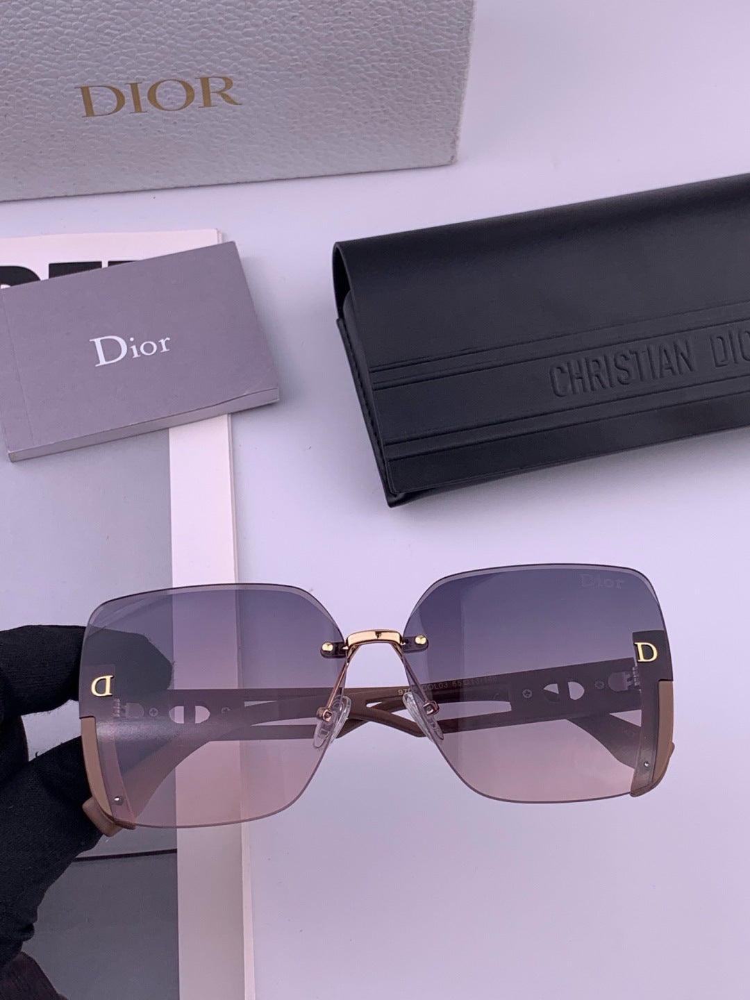 Dior CD6970 Square Gold Lens Sunglasses for Women - 465386