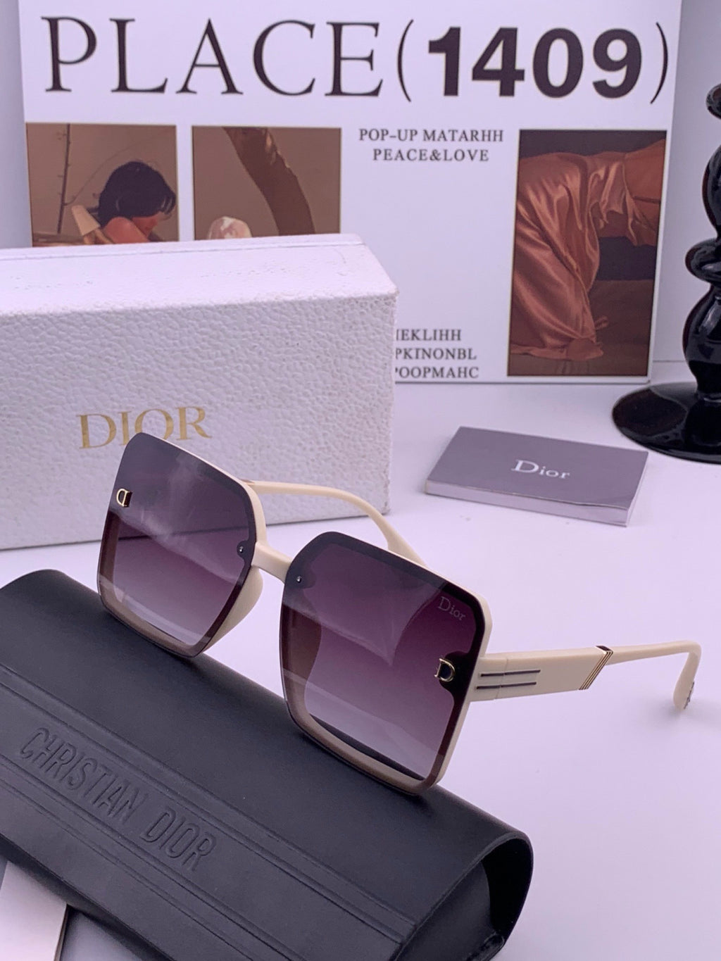 Dior CD8226 Polarized Square Red Lens Sunglasses for Women