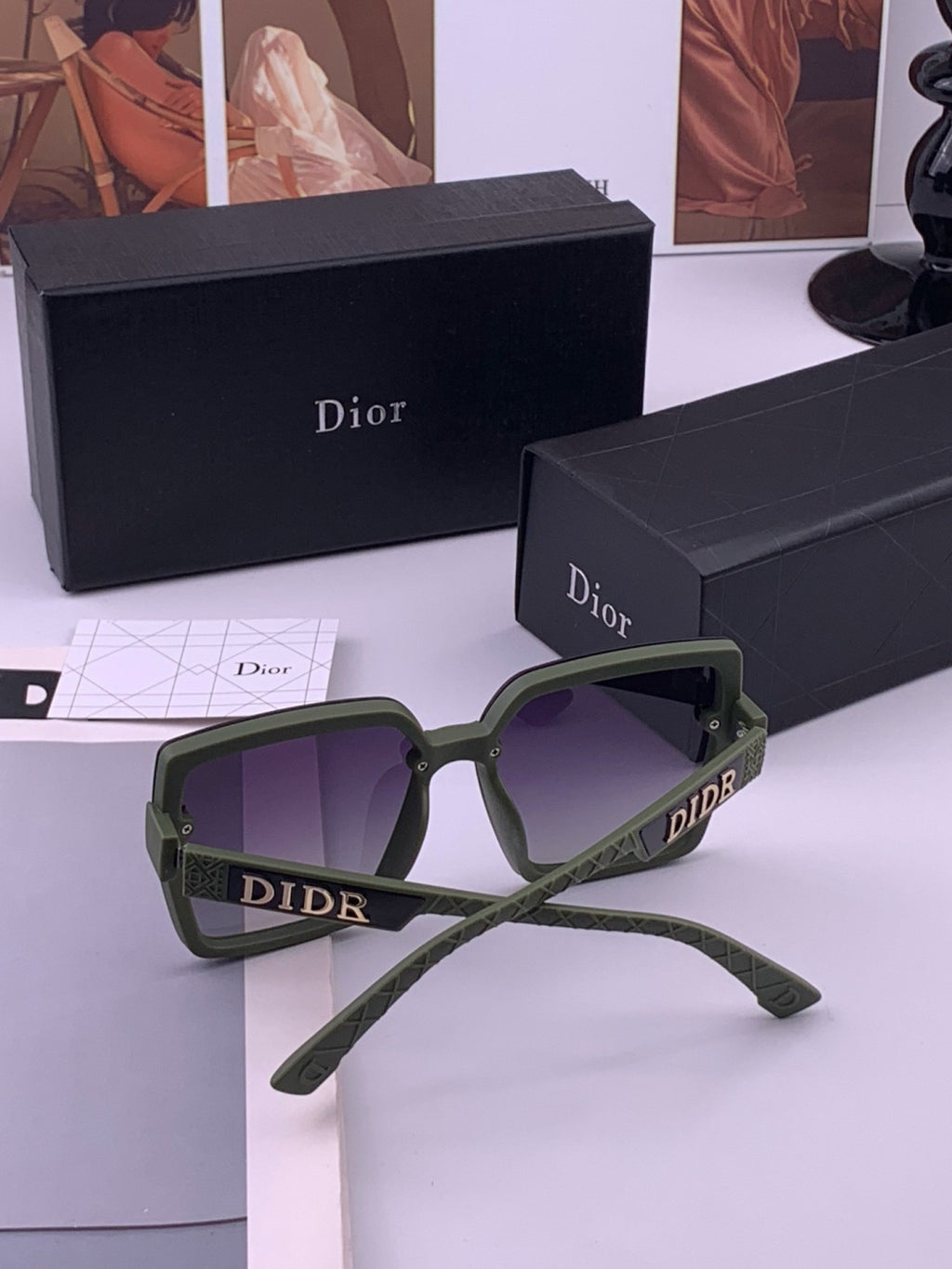 Dior D6514 Polarized Square Black Lens Sunglasses for Men & Women - detail image 5