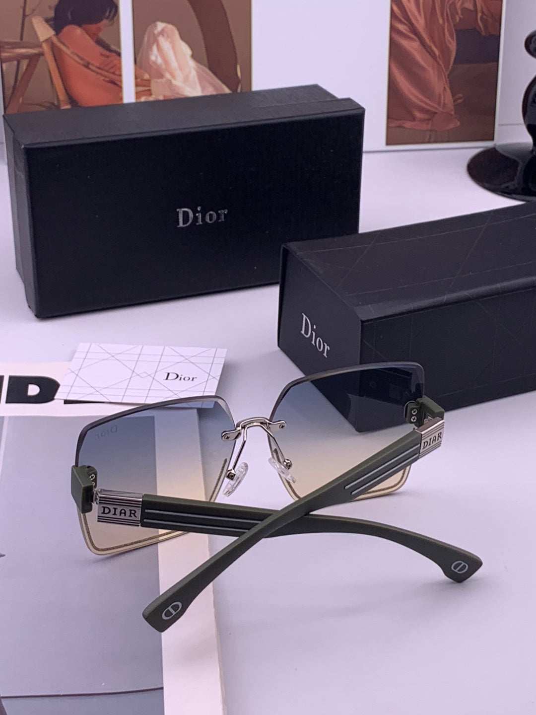 Dior D7771 Square Gold Lens Sunglasses for Men & Women - 465379 - detail image 7