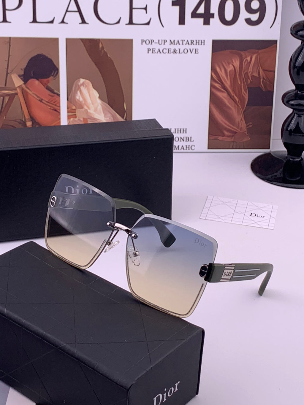 Dior D7771 Square Gold Lens Sunglasses for Men & Women - 465379 - detail image 2