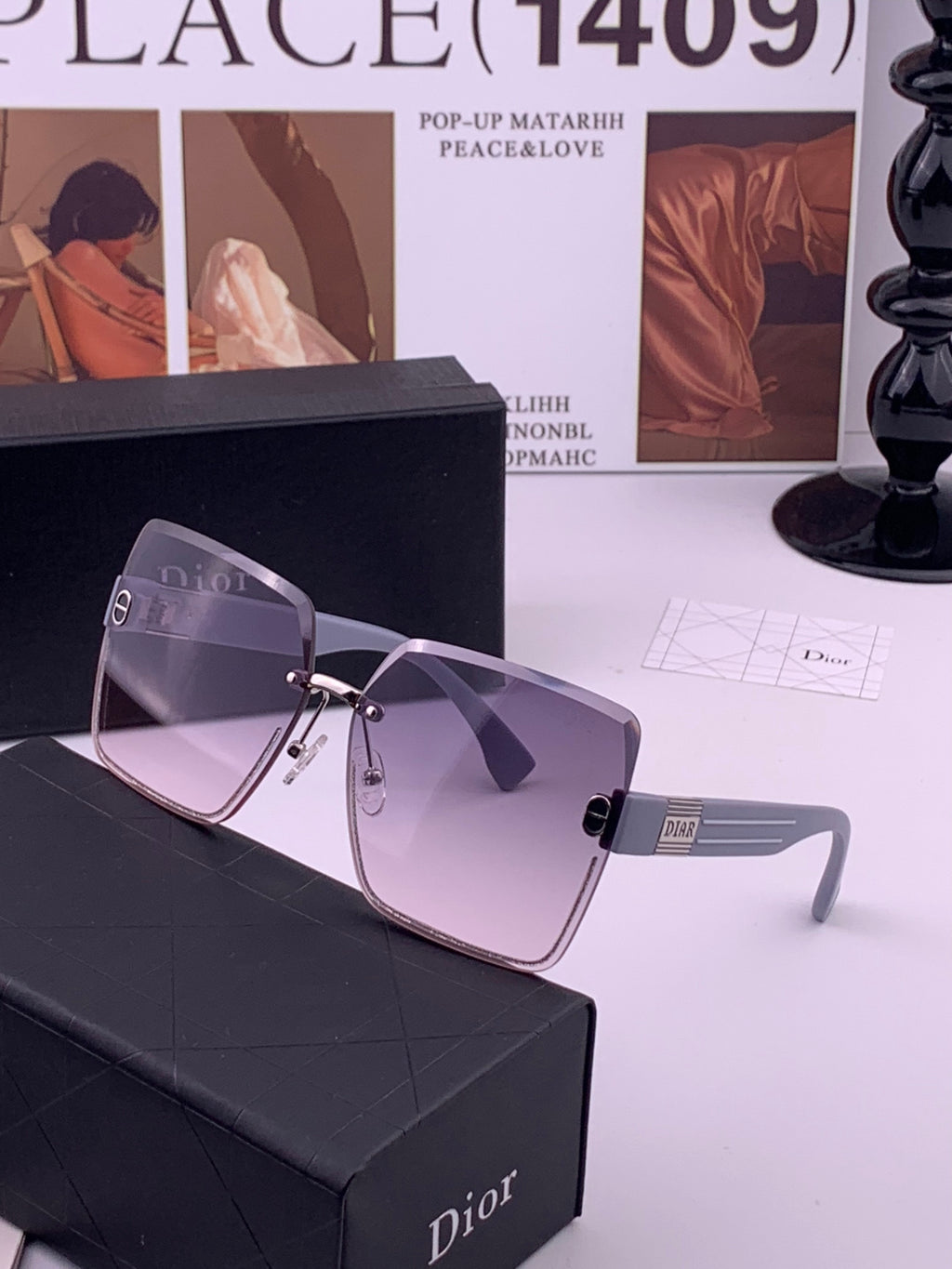 Dior D7771 Square Gold Lens Sunglasses for Men & Women - detail image 2