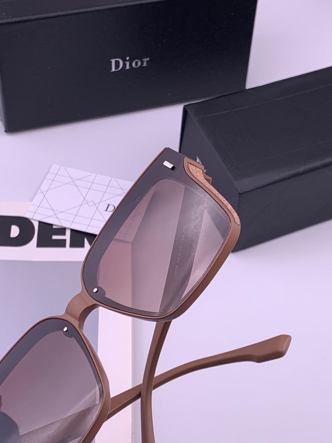 Dior CD883 Polarized Square Gold Lens Sunglasses for Women - detail image 5