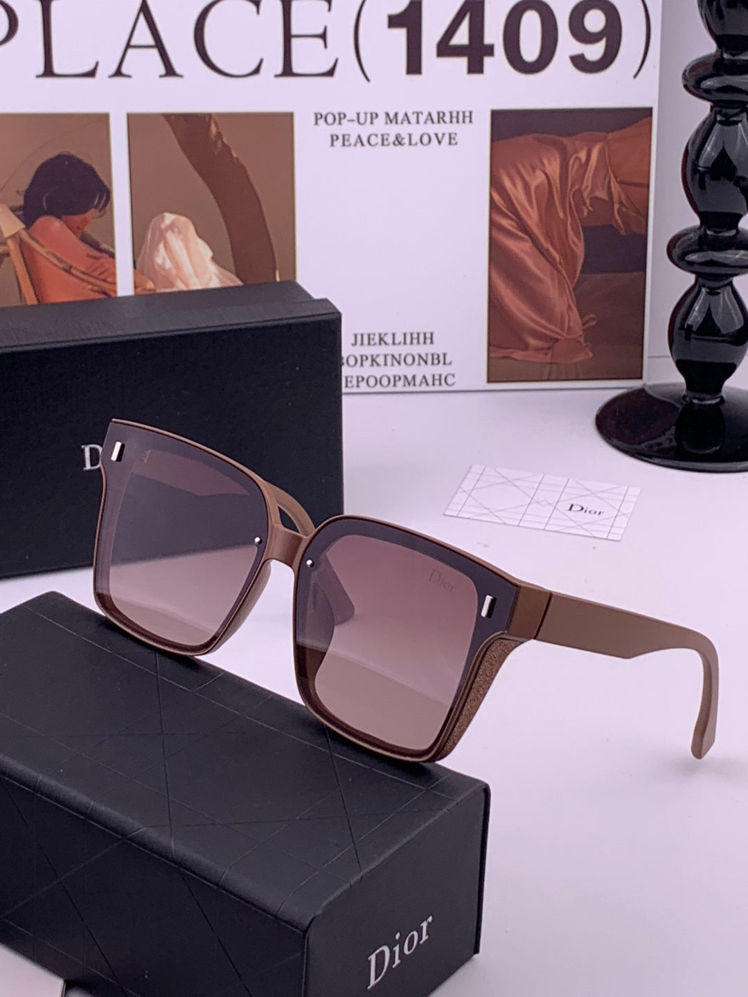 Dior CD883 Polarized Square Gold Lens Sunglasses for Women - detail image 2