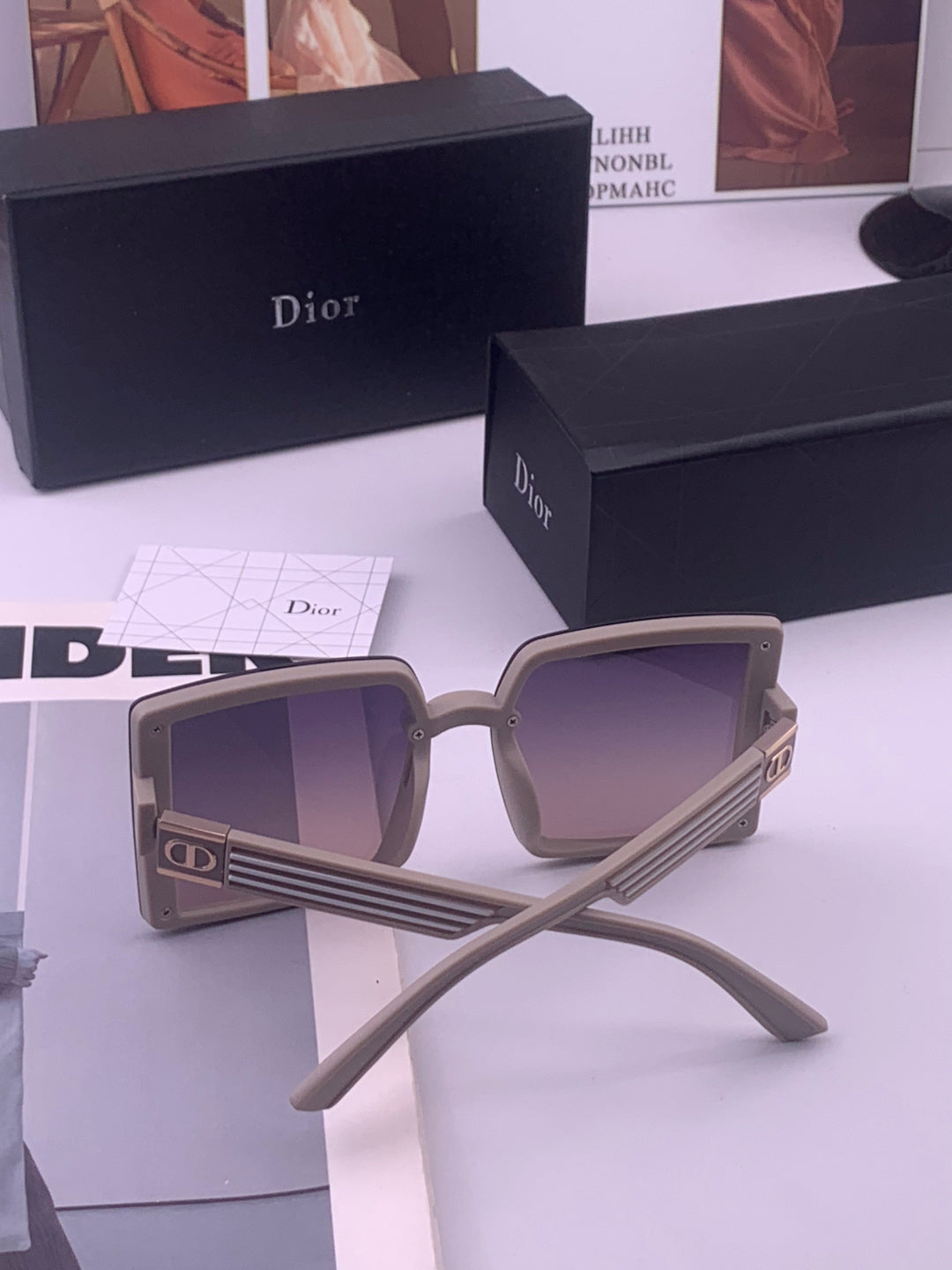 Dior D1297 Polarized Square Gold Lens Sunglasses for Men & Women - detail image 6