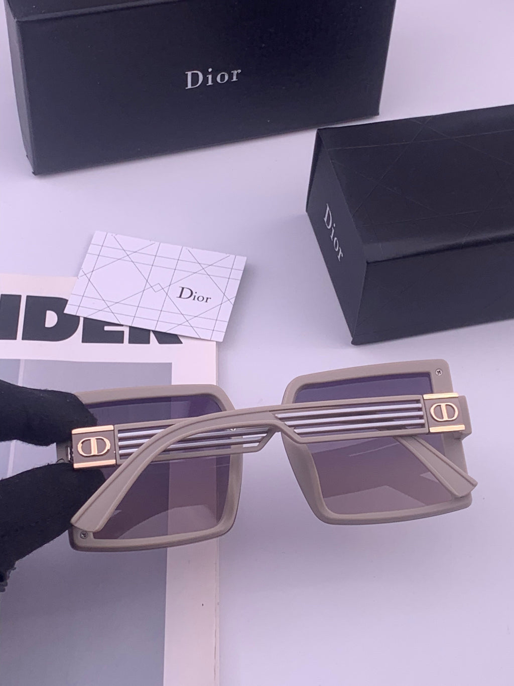 Dior D1297 Polarized Square Gold Lens Sunglasses for Men & Women - detail image 5
