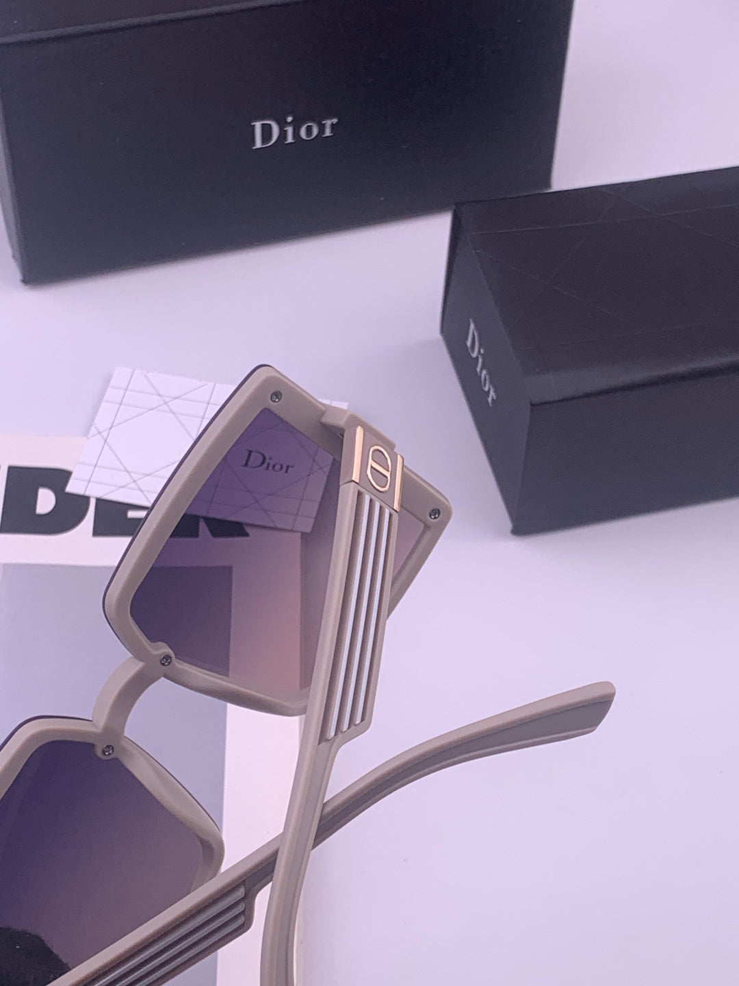 Dior D1297 Polarized Square Gold Lens Sunglasses for Men & Women - detail image 4