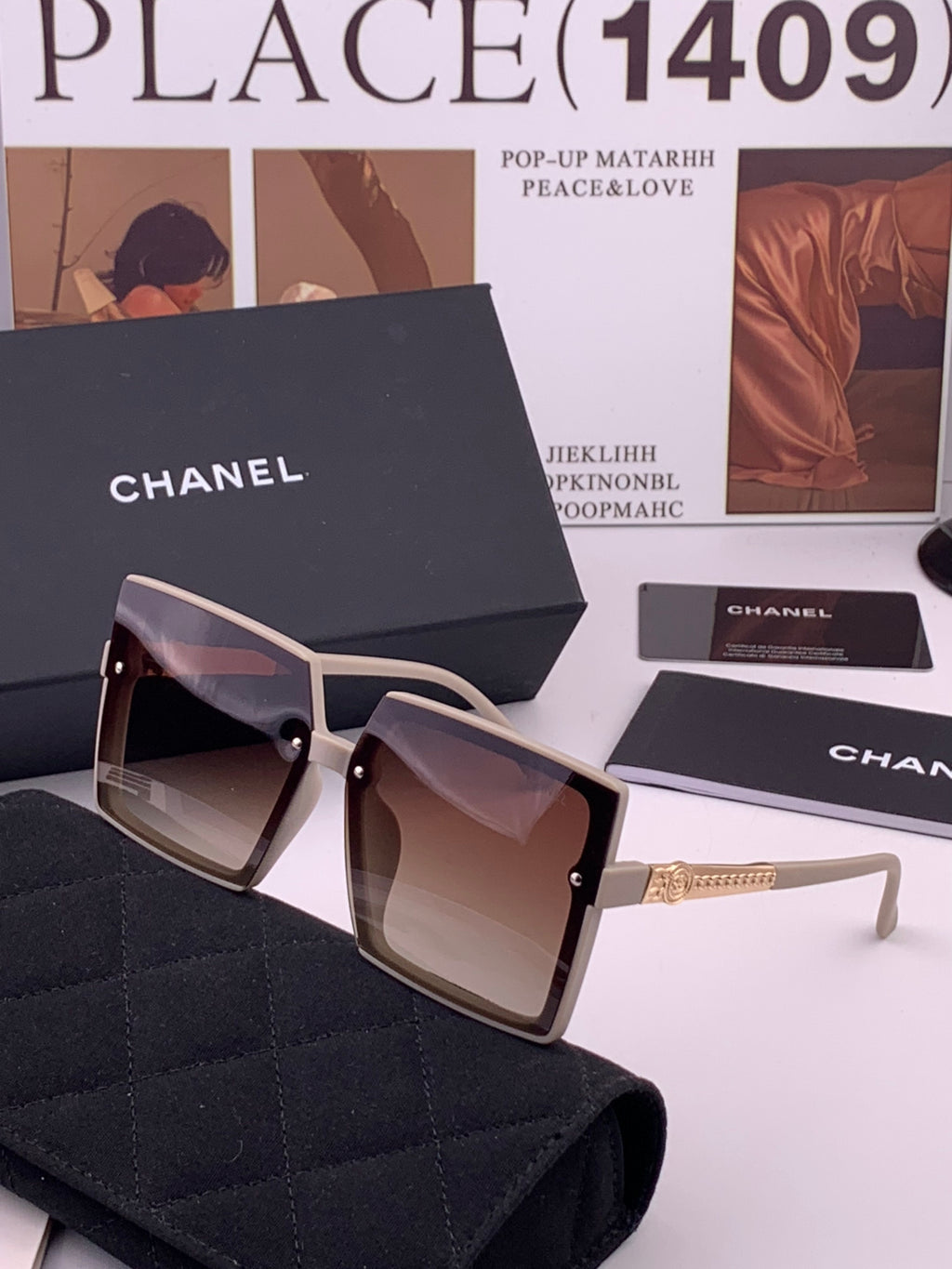Chanel CH6711 Polarized Square Gold Lens Sunglasses for Women - 465177 - detail image 2