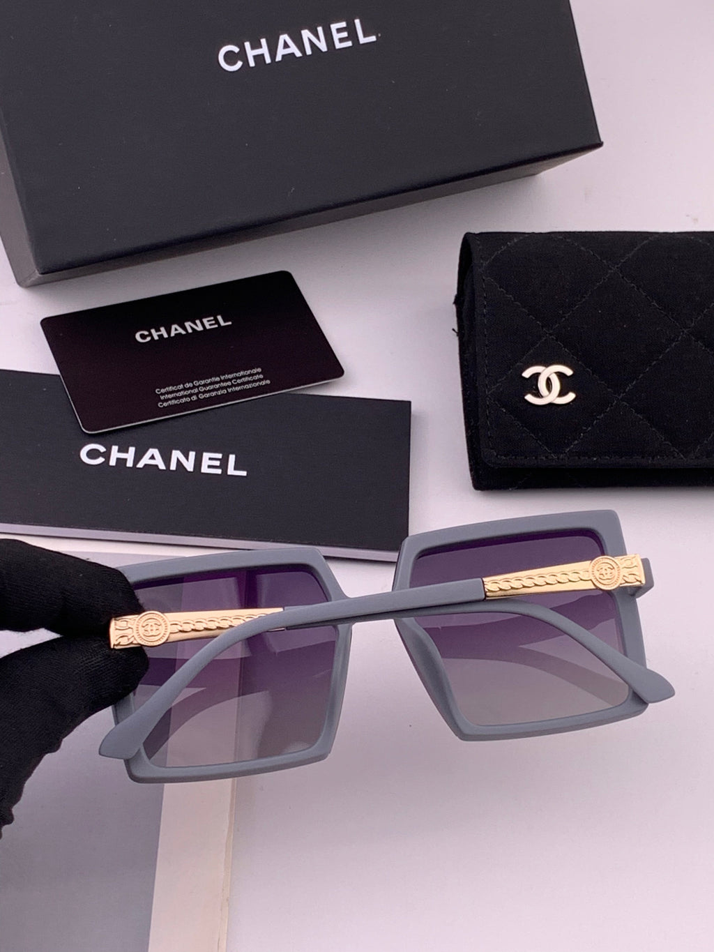 Chanel CH6711 Polarized Square Gold Lens Sunglasses for Women - 465178 - detail image 5