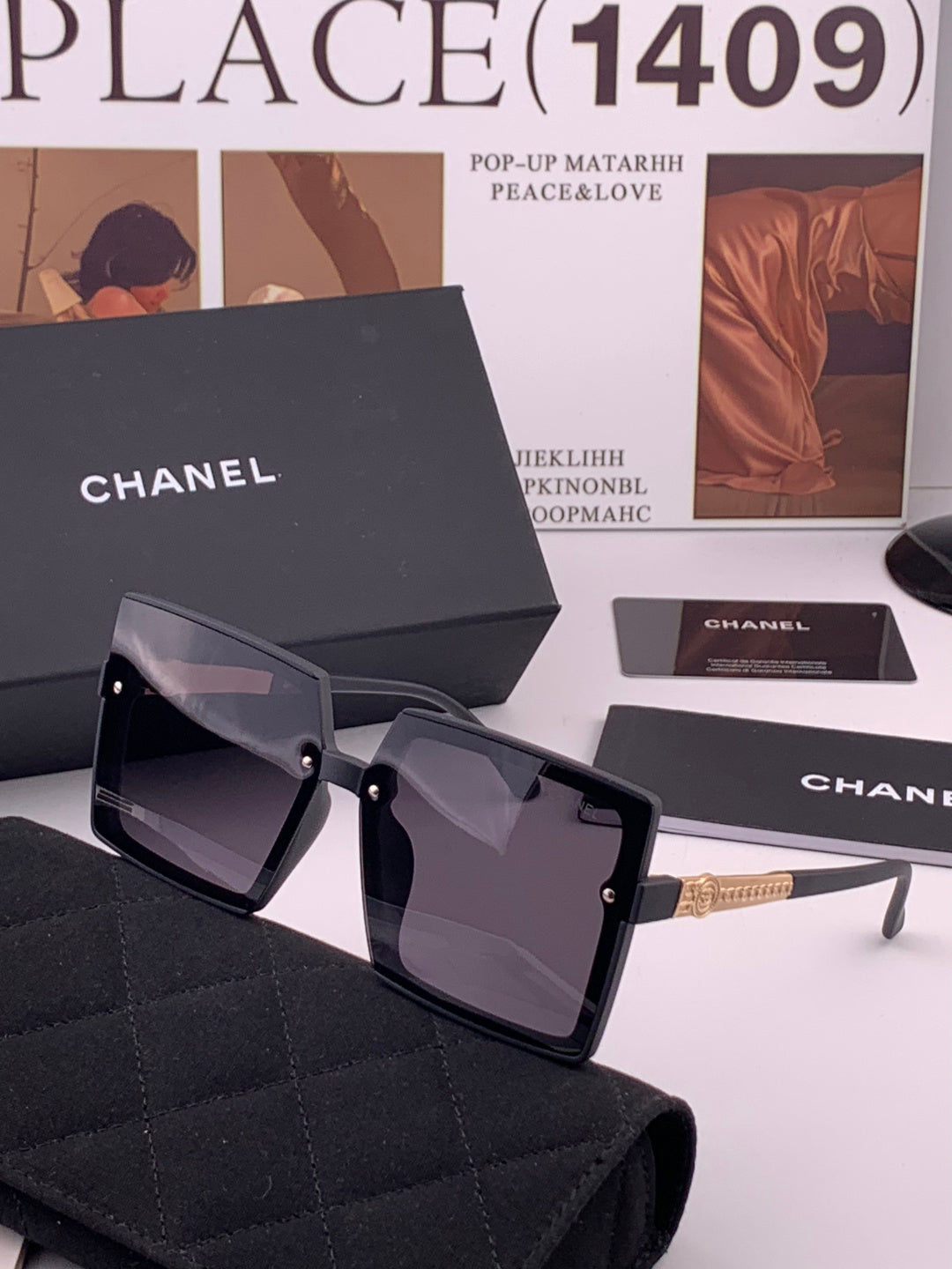 Chanel CH6711 Polarized Square Gold Lens Sunglasses for Women - detail image 2