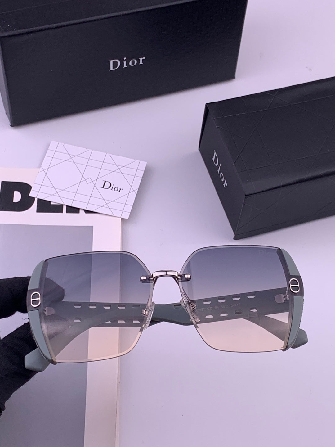 Dior CD5296 Square Gold Lens Sunglasses for Women - 465243