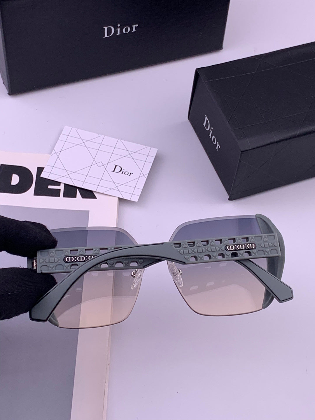 Dior CD5296 Square Gold Lens Sunglasses for Women - 465243 - detail image 6