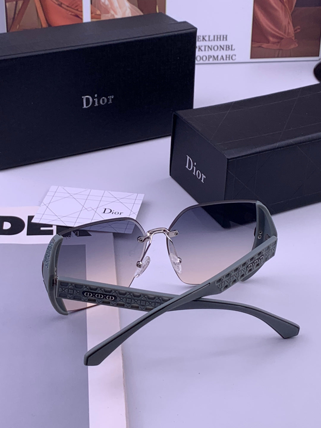 Dior CD5296 Square Gold Lens Sunglasses for Women - 465243 - detail image 7