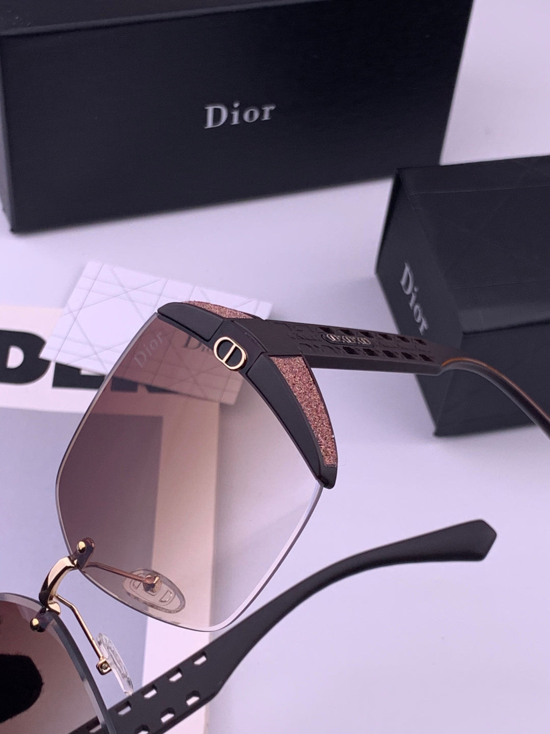 Dior CD5296 Square Gold Lens Sunglasses for Women - detail image 3