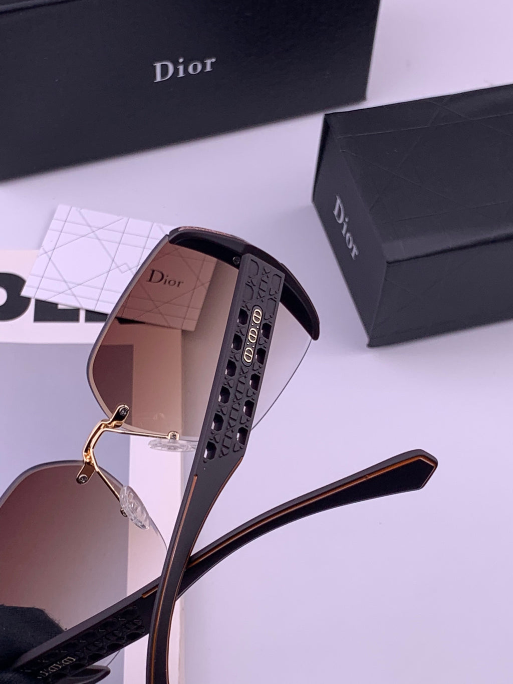 Dior CD5296 Square Gold Lens Sunglasses for Women - detail image 5
