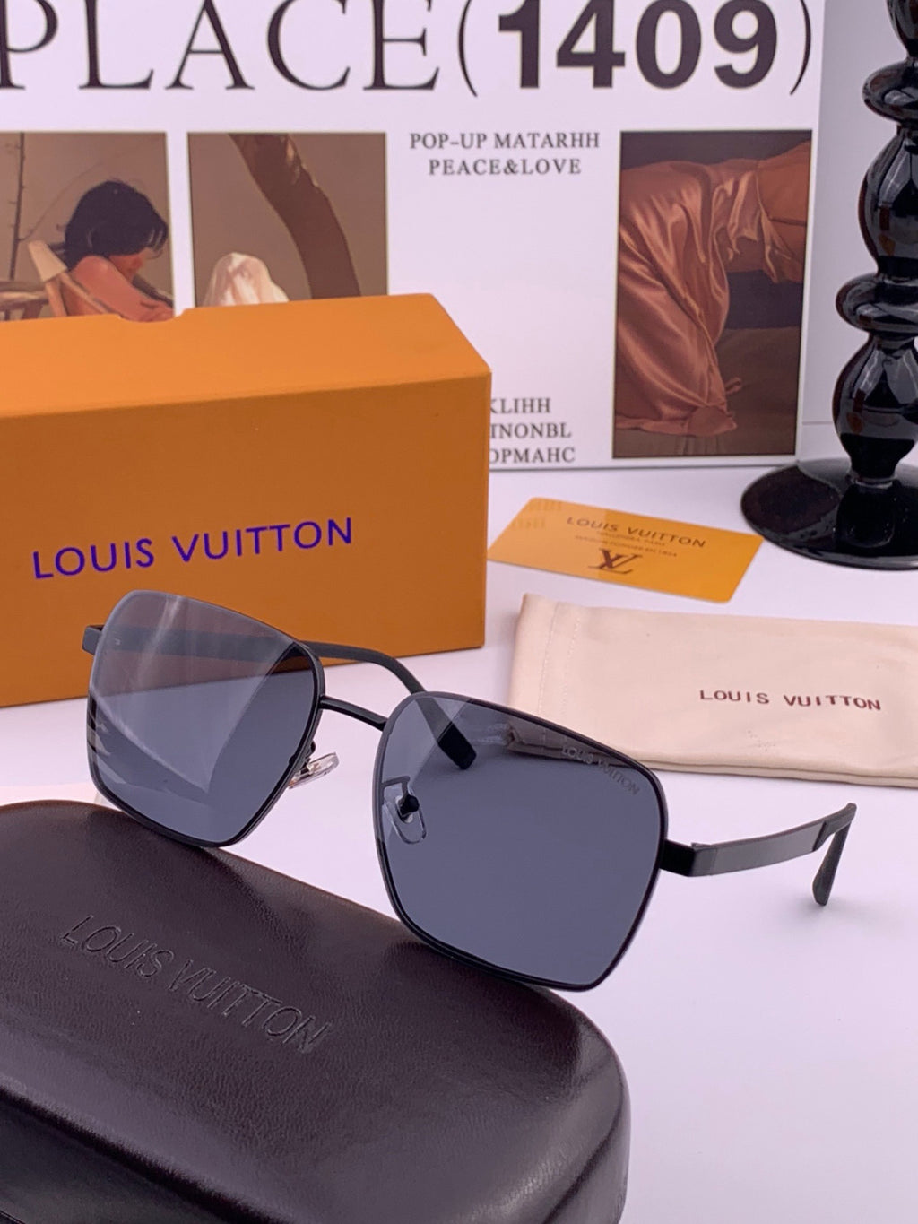 Louis Vuitton L5253 Polarized Aviator Blue Lens Sunglasses for Men - detail image 4