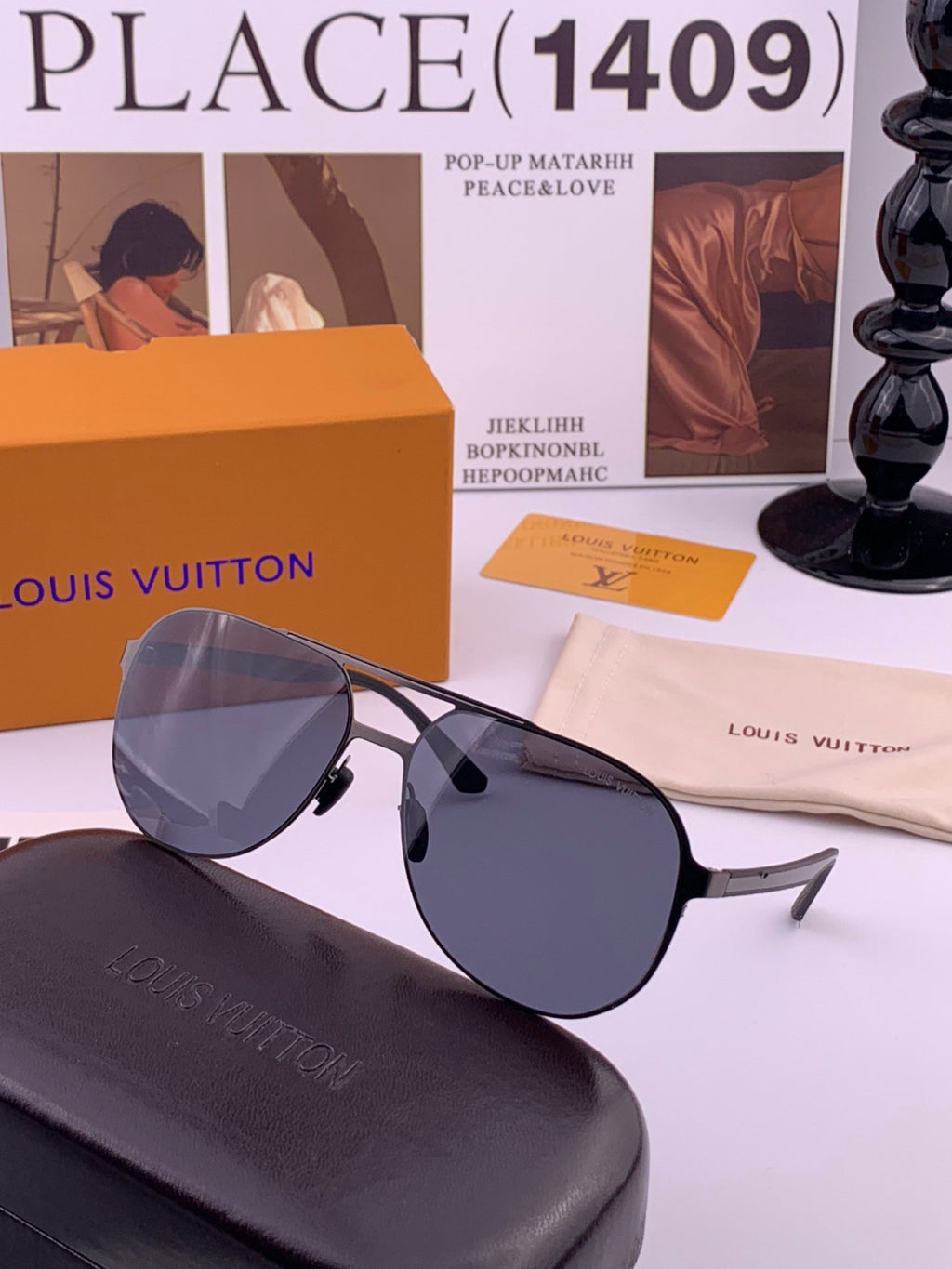 Louis Vuitton L3250 Polarized Aviator Blue Lens Sunglasses for Men - detail image 4