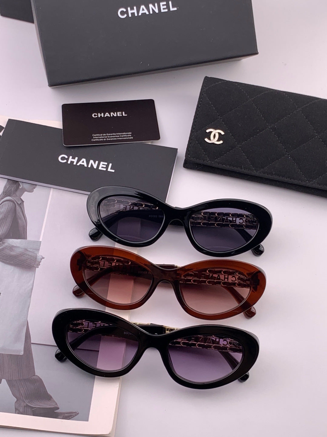 Chanel CH300 Polarized Square Gold Lens Sunglasses for Men & Women - 465222 - detail image 7