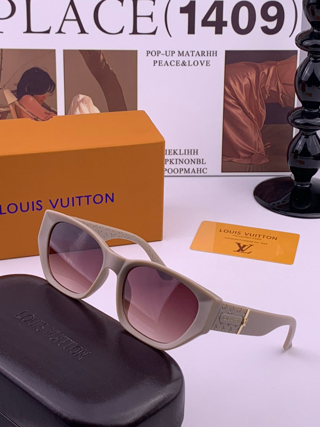 Louis Vuitton L17000 Square Black Lens Sunglasses for Men & Women - 464818 - detail image 2