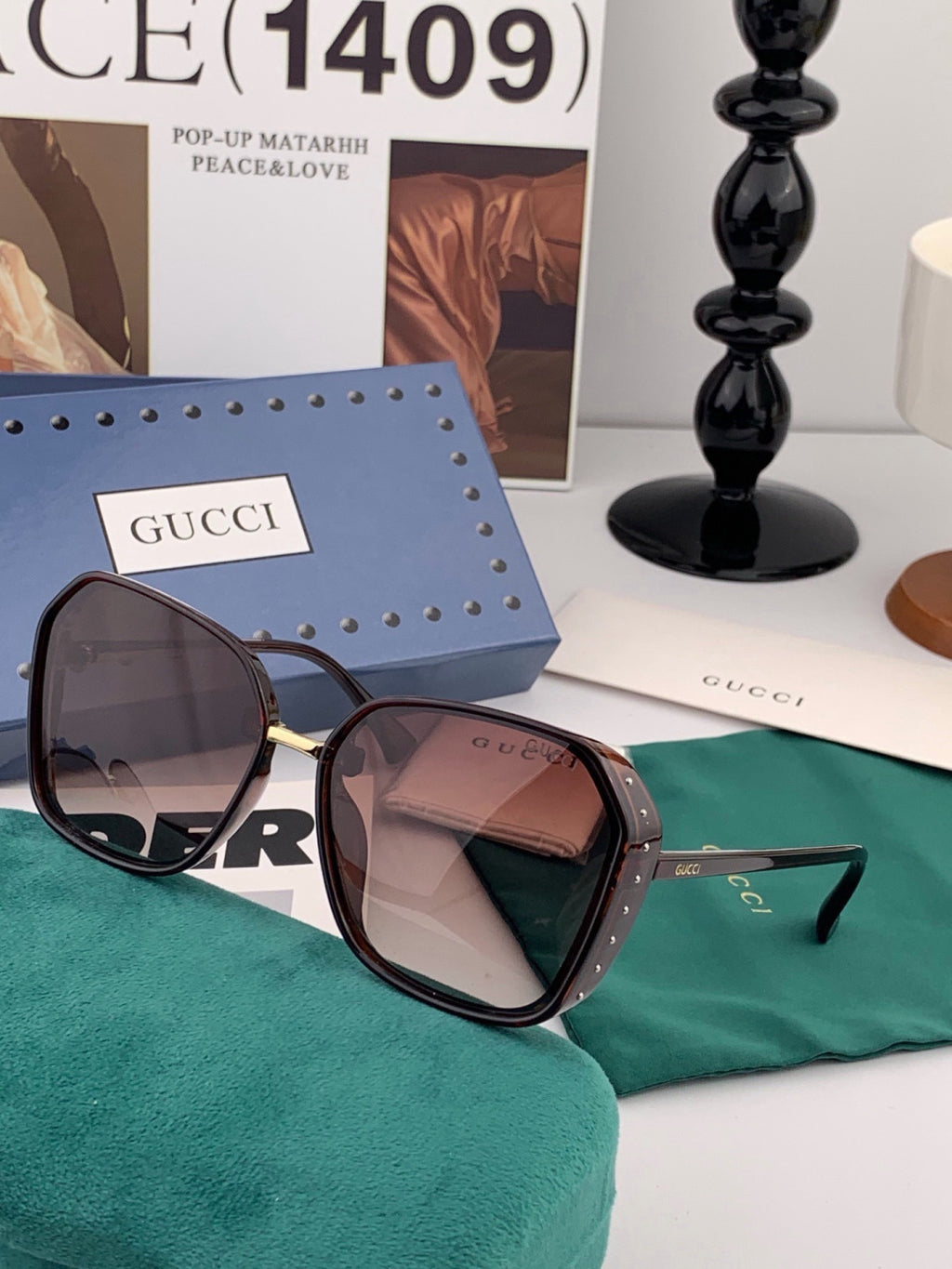 Gucci G14900 Polarized Square Gold Lens Sunglasses for Men & Women - 465004 - detail image 2
