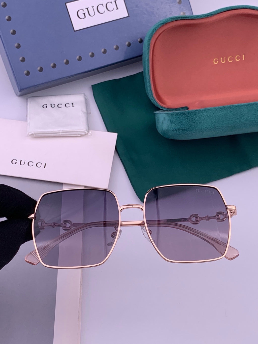 Gucci G5225 Square Brown Lens Sunglasses for Men & Women