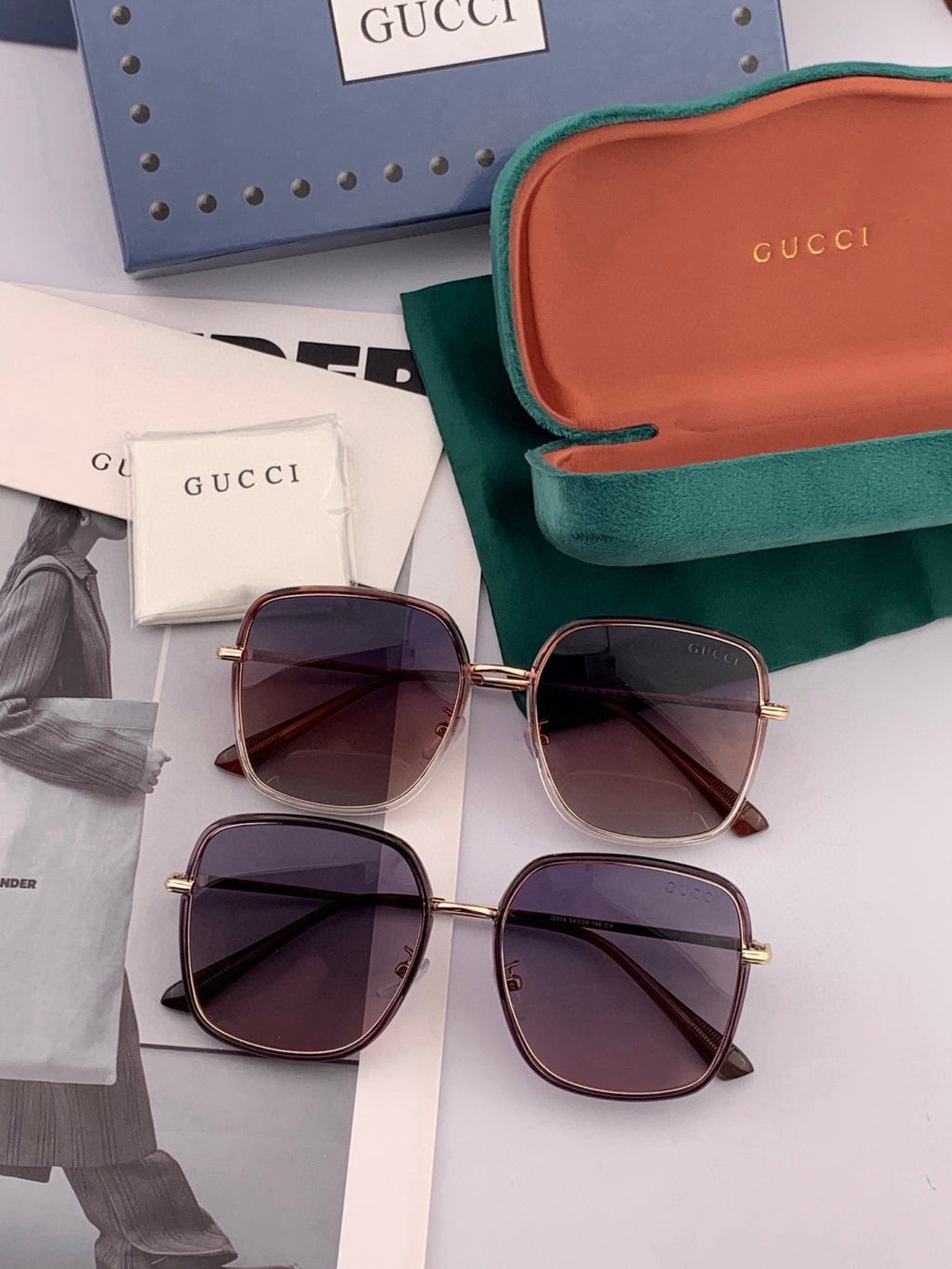 Gucci G3145 Metal Square Black Lens Sunglasses for Men & Women - detail image 7