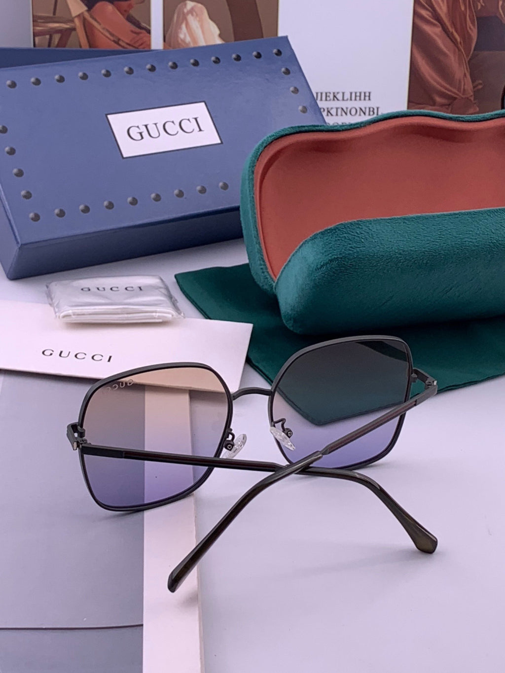 Gucci G22201 Metal Fashion Red Lens Sunglasses for Men & Women - detail image 5