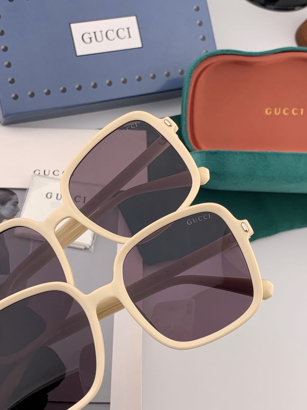 Gucci G5107 Square Red Lens Sunglasses for Men & Women - detail image 5