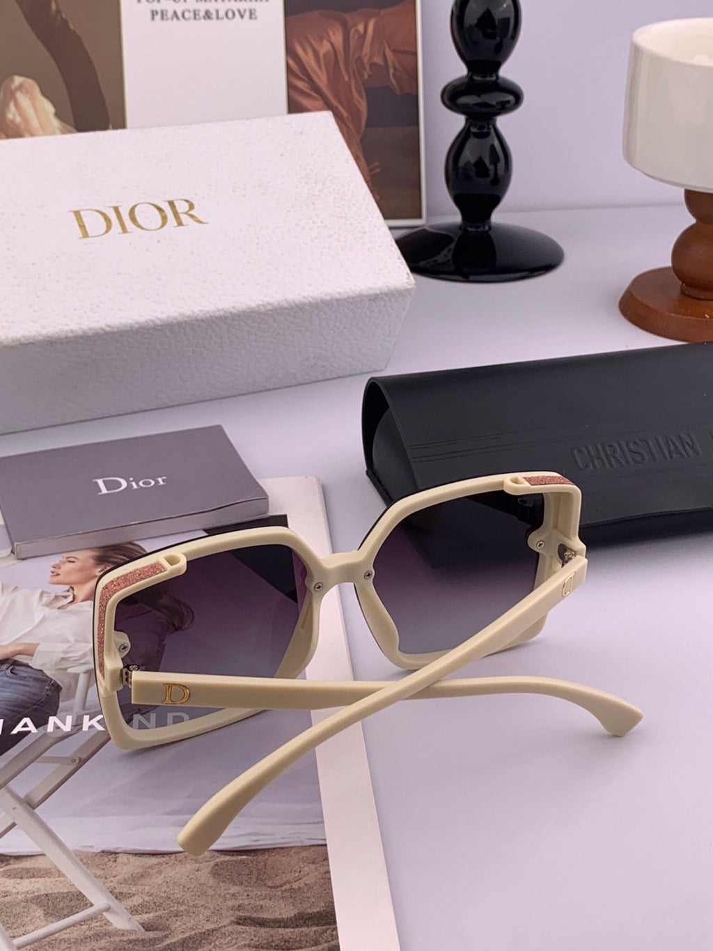 Dior CD4971 Polarized Square Gold Lens Sunglasses for Women - detail image 5