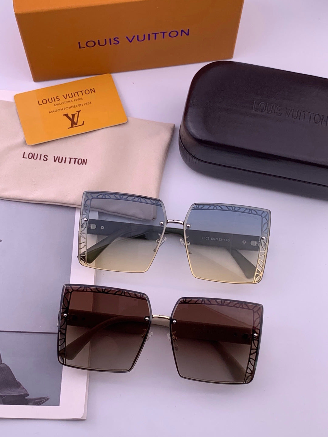 Louis Vuitton L3730 Square Gold Lens Sunglasses for Men & Women - detail image 7