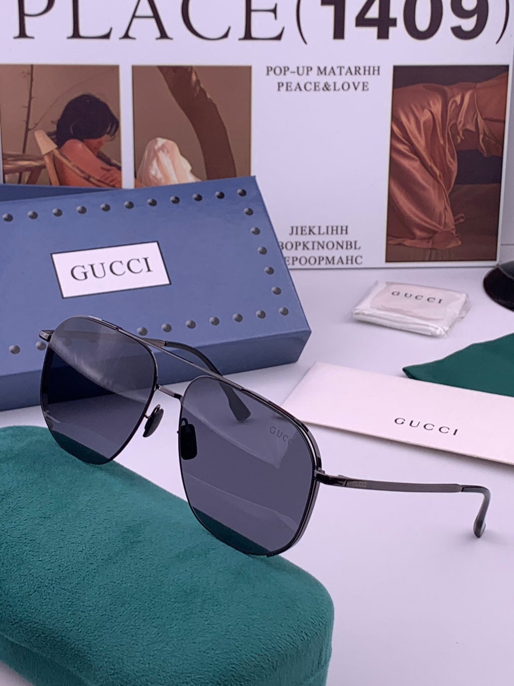 Gucci G0227 Polarized Aviator Gold Lens Sunglasses for Men - 464991 - detail image 2