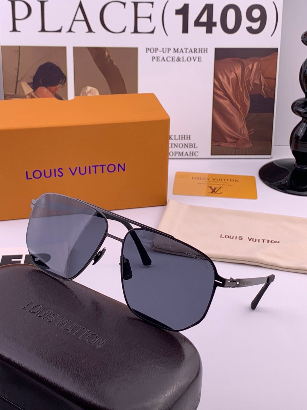 Louis Vuitton L6229 Polarized Aviator Gold Lens Sunglasses for Men - detail image 4