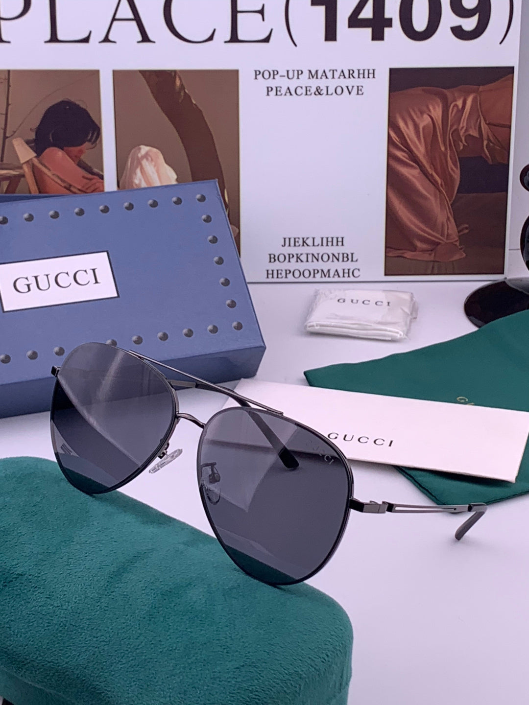 Gucci G052 Polarized Aviator Gold Lens Sunglasses for Men - detail image 2