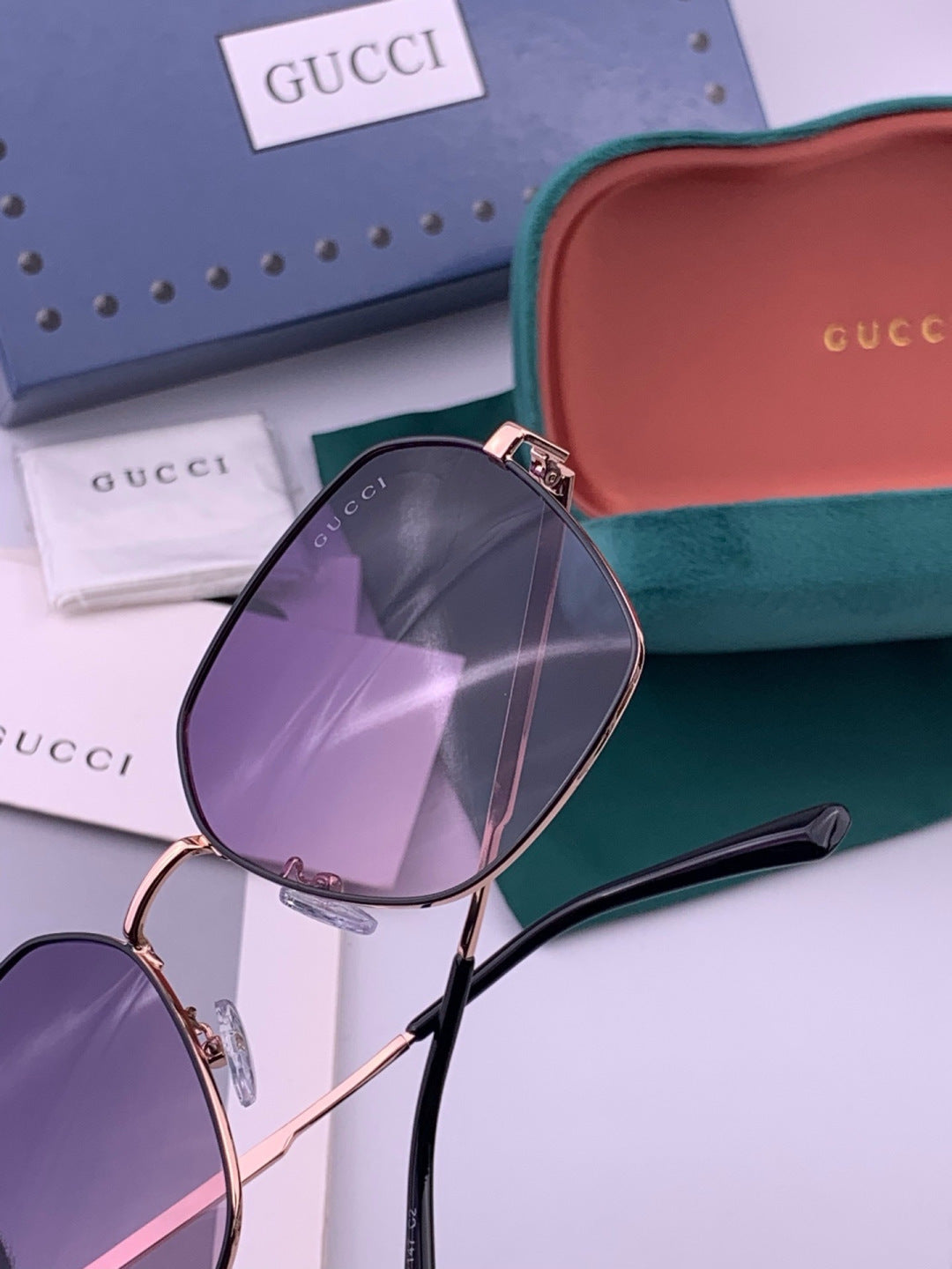 Gucci G5826 Metal Square Purple Lens Sunglasses for Men & Women - 464910 - detail image 6