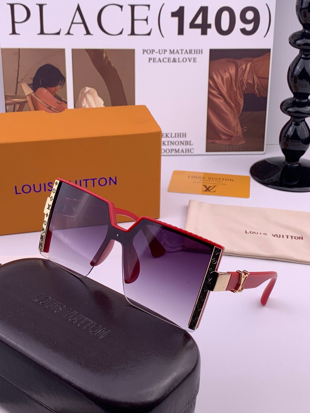 Louis Vuitton L6149 Square Black Lens Sunglasses for Men & Women - 464717 - detail image 2