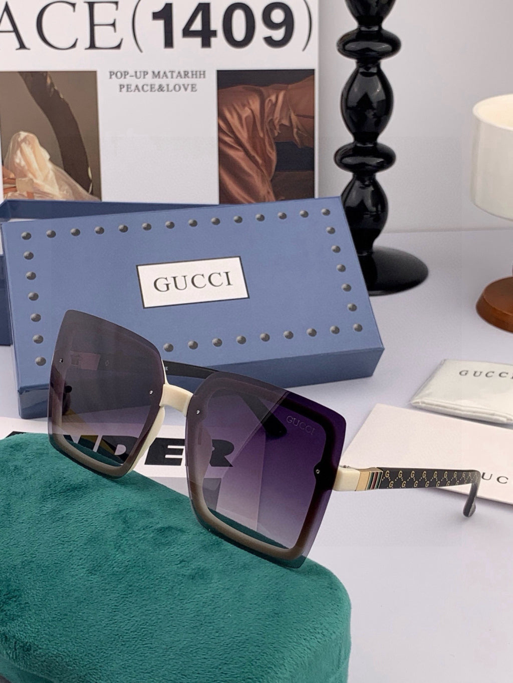 Gucci G9222 Polarized Square Gold Lens Sunglasses for Men & Women - 464894 - detail image 4