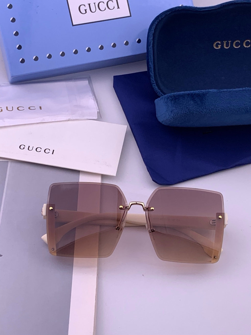 Gucci G3365 Square Brown Lens Sunglasses for Men & Women - detail image 5