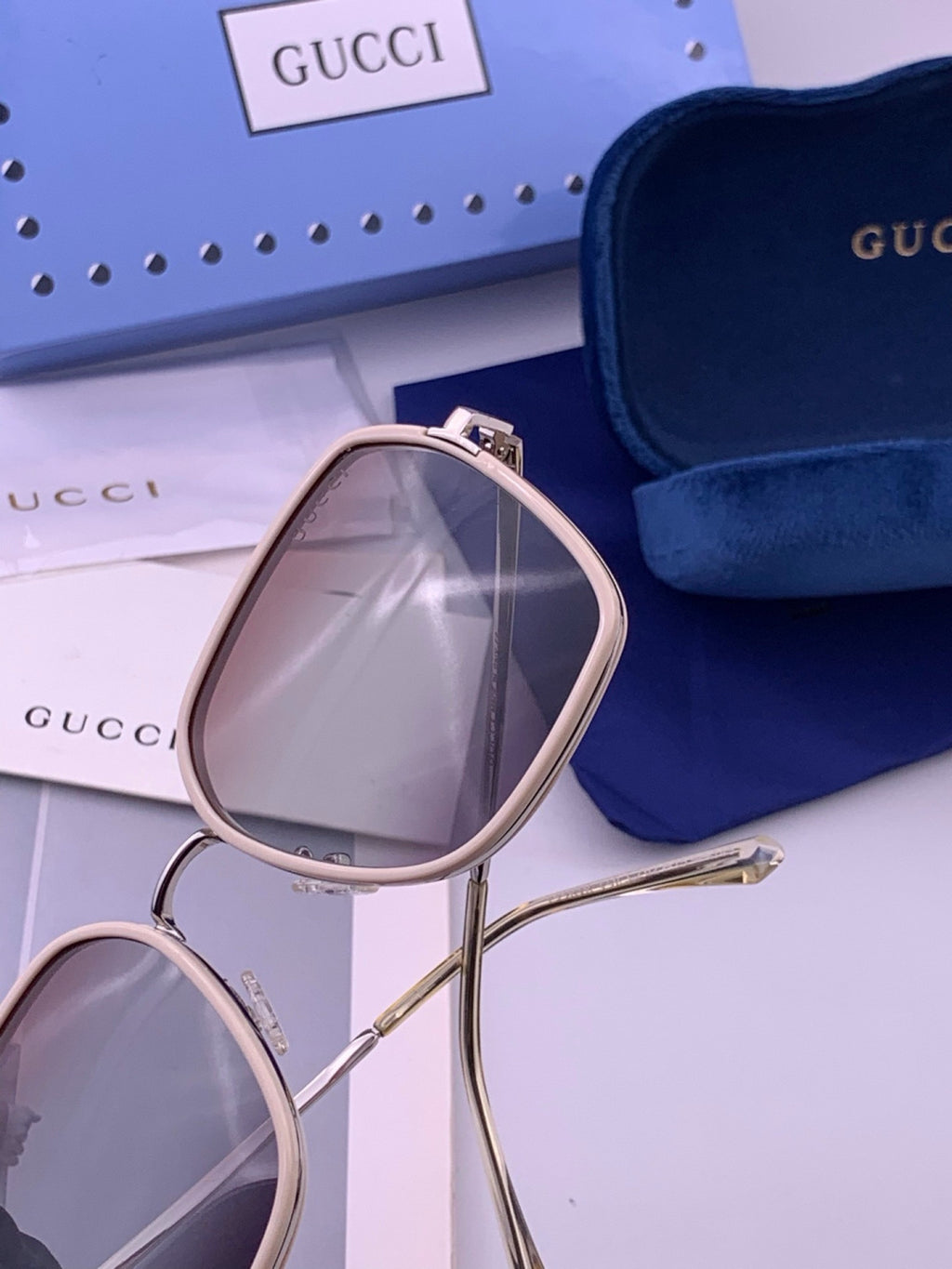 Gucci G630 Metal Square Gold Lens Sunglasses for Men & Women - detail image 7