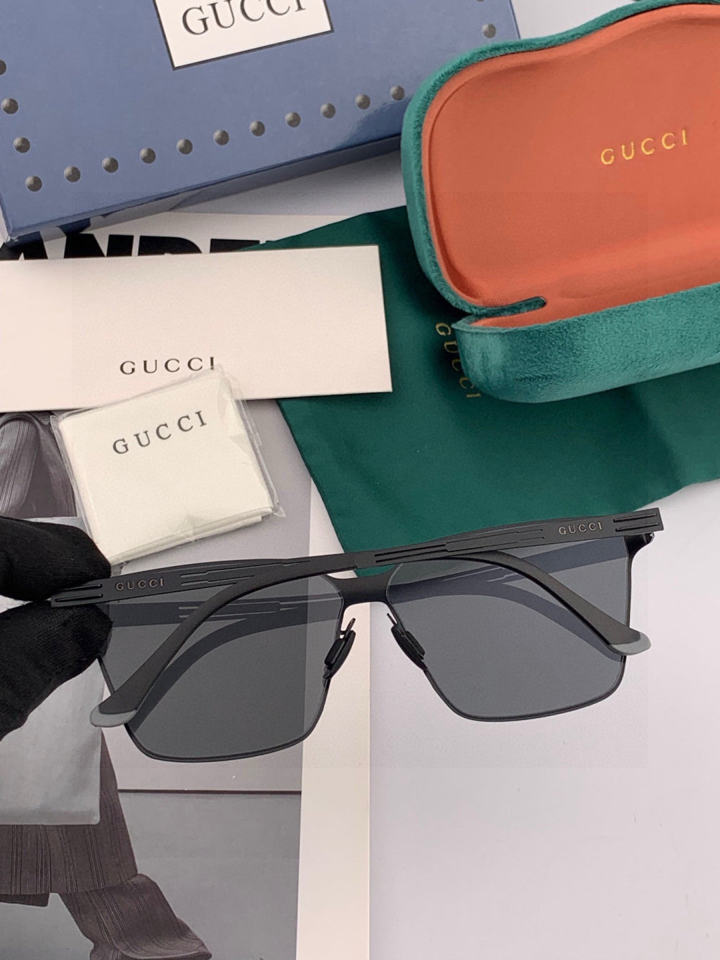 Gucci G9225 Polarized Aviator Gold Lens Sunglasses for Men - 464883 - detail image 6