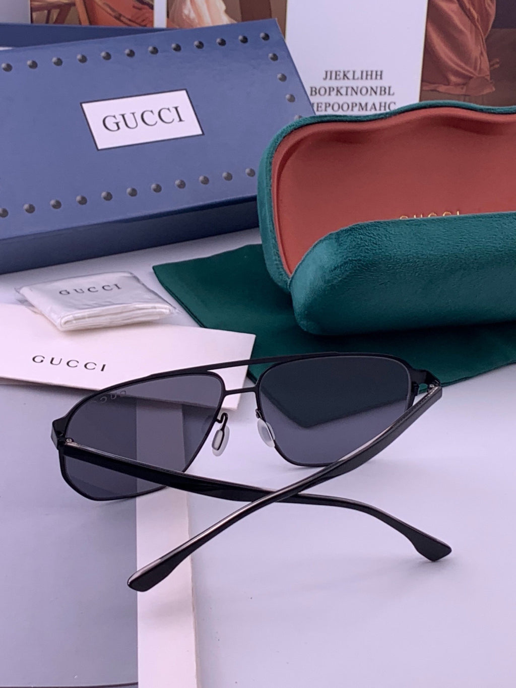 Gucci G3380 Polarized Aviator Gold Lens Sunglasses for Men - 464889 - detail image 6