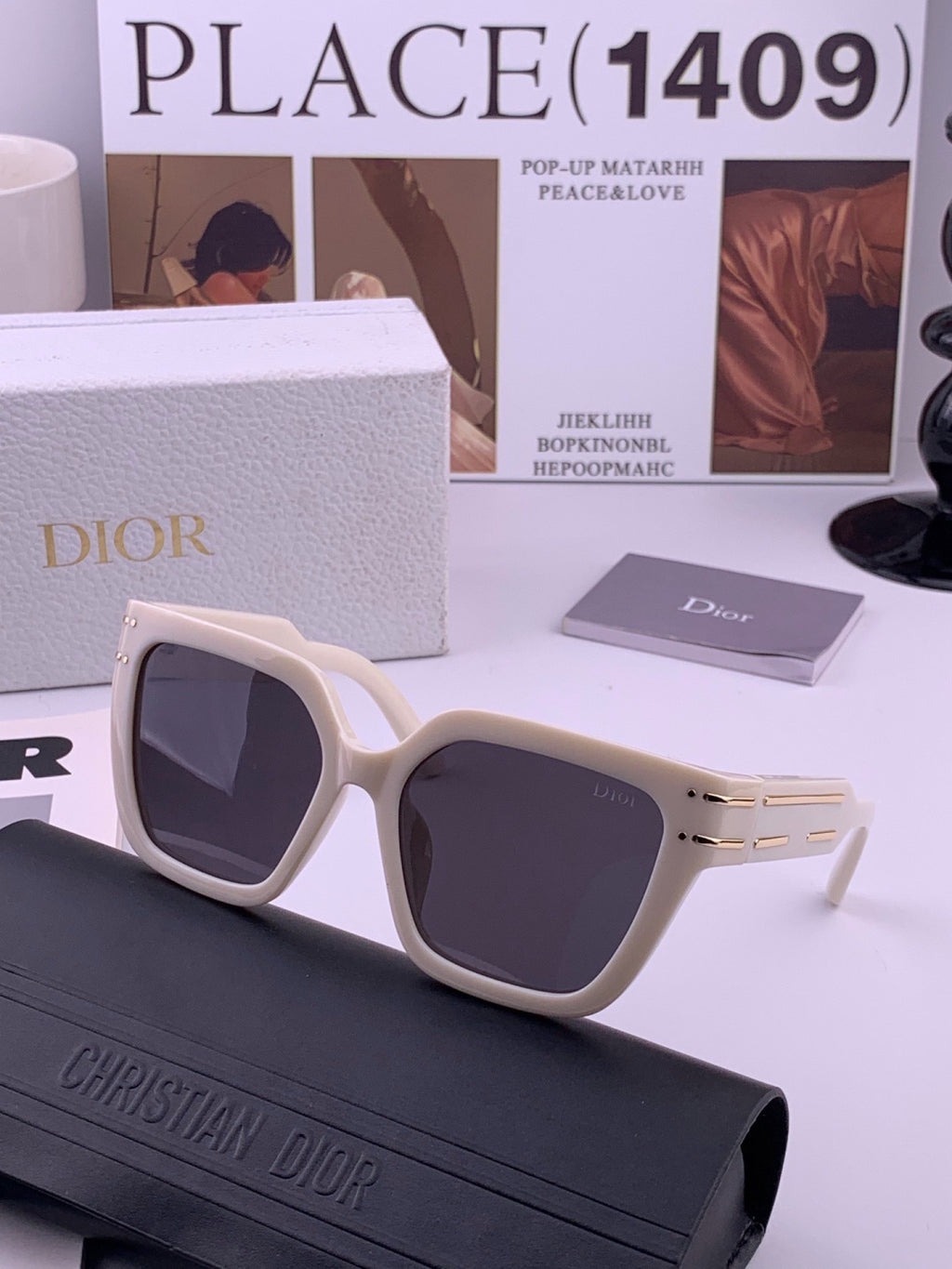 Dior CD9990 Polarized Square Black Lens Sunglasses for Women - detail image 4
