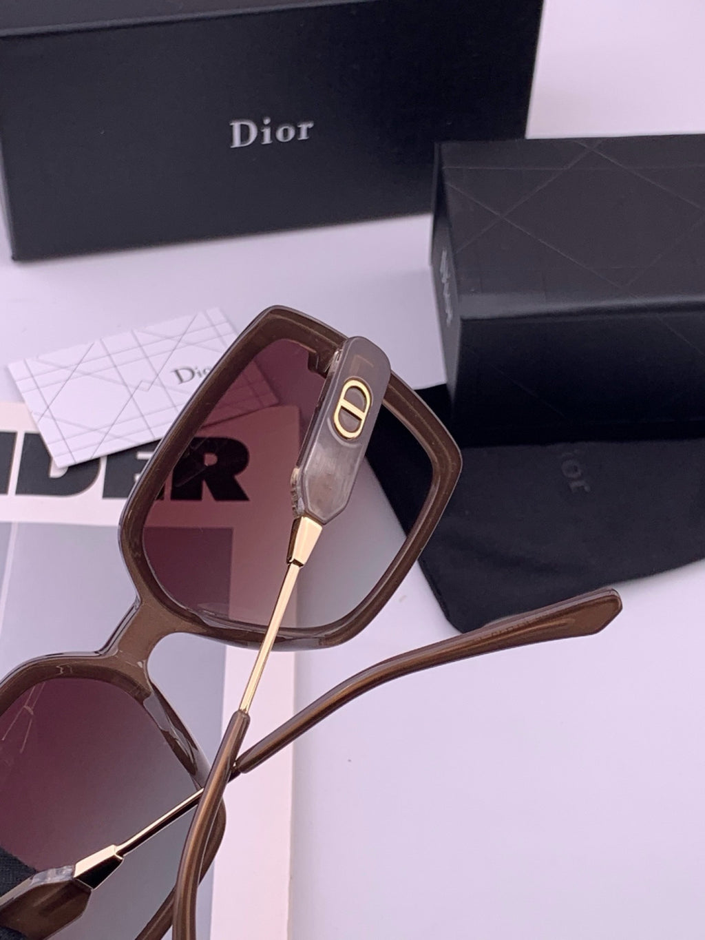 Dior CD6305 Polarized Square Gold Lens Sunglasses for Women - detail image 6